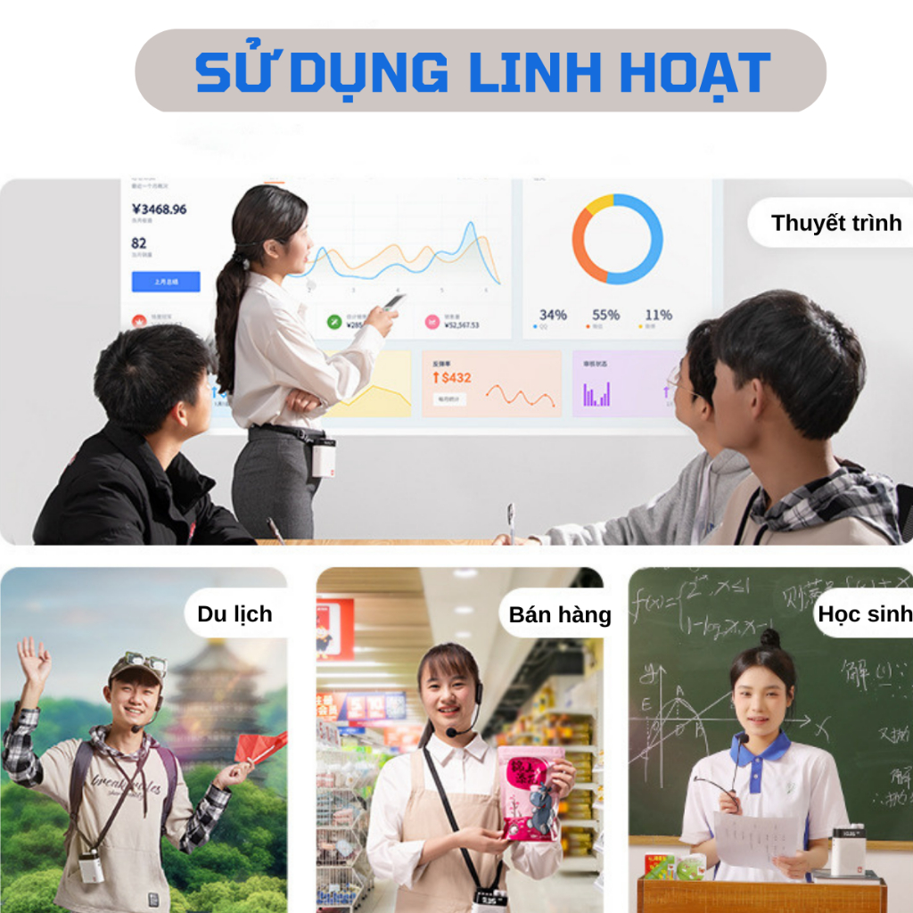 Máy Trợ Giảng Micro Loa Trợ Giảng Bluetooth 5.0 Cho Giáo Viên
