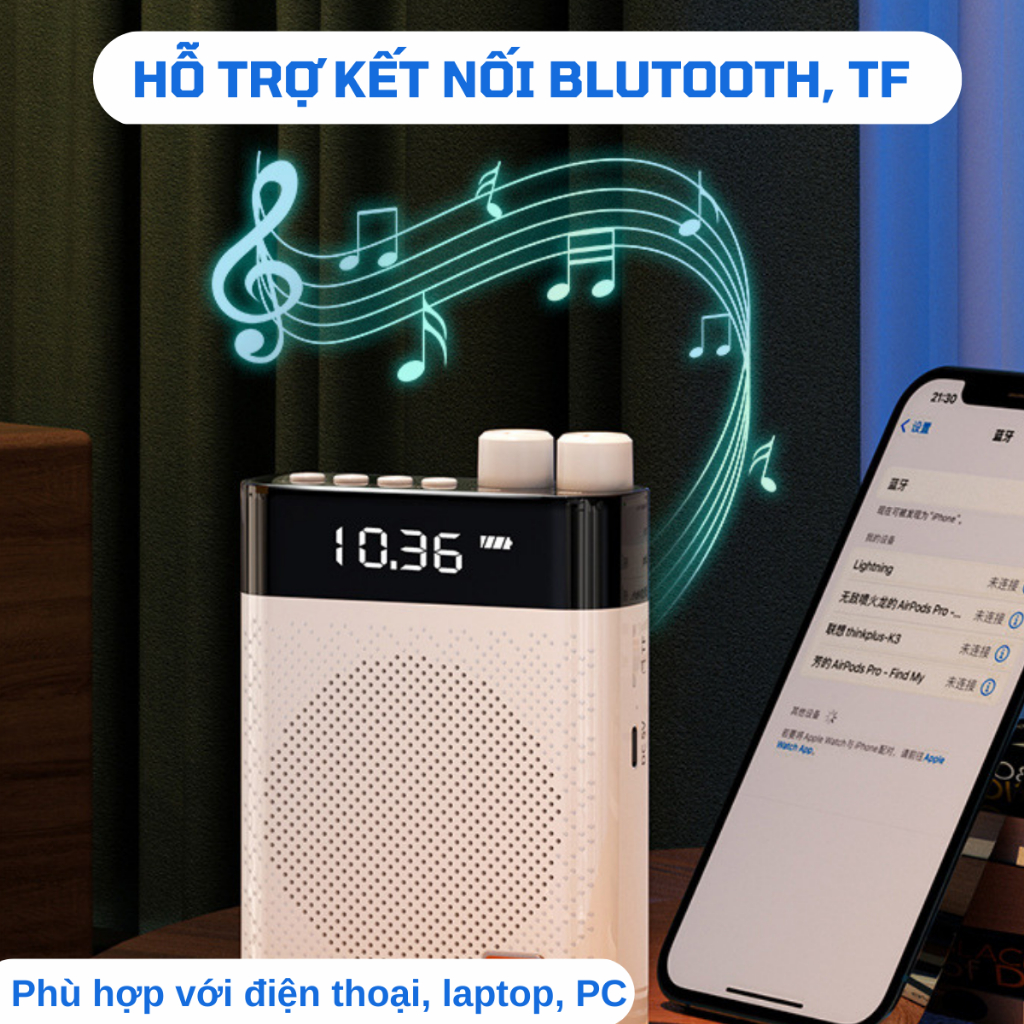 Máy Trợ Giảng Micro Loa Trợ Giảng Bluetooth 5.0 Cho Giáo Viên