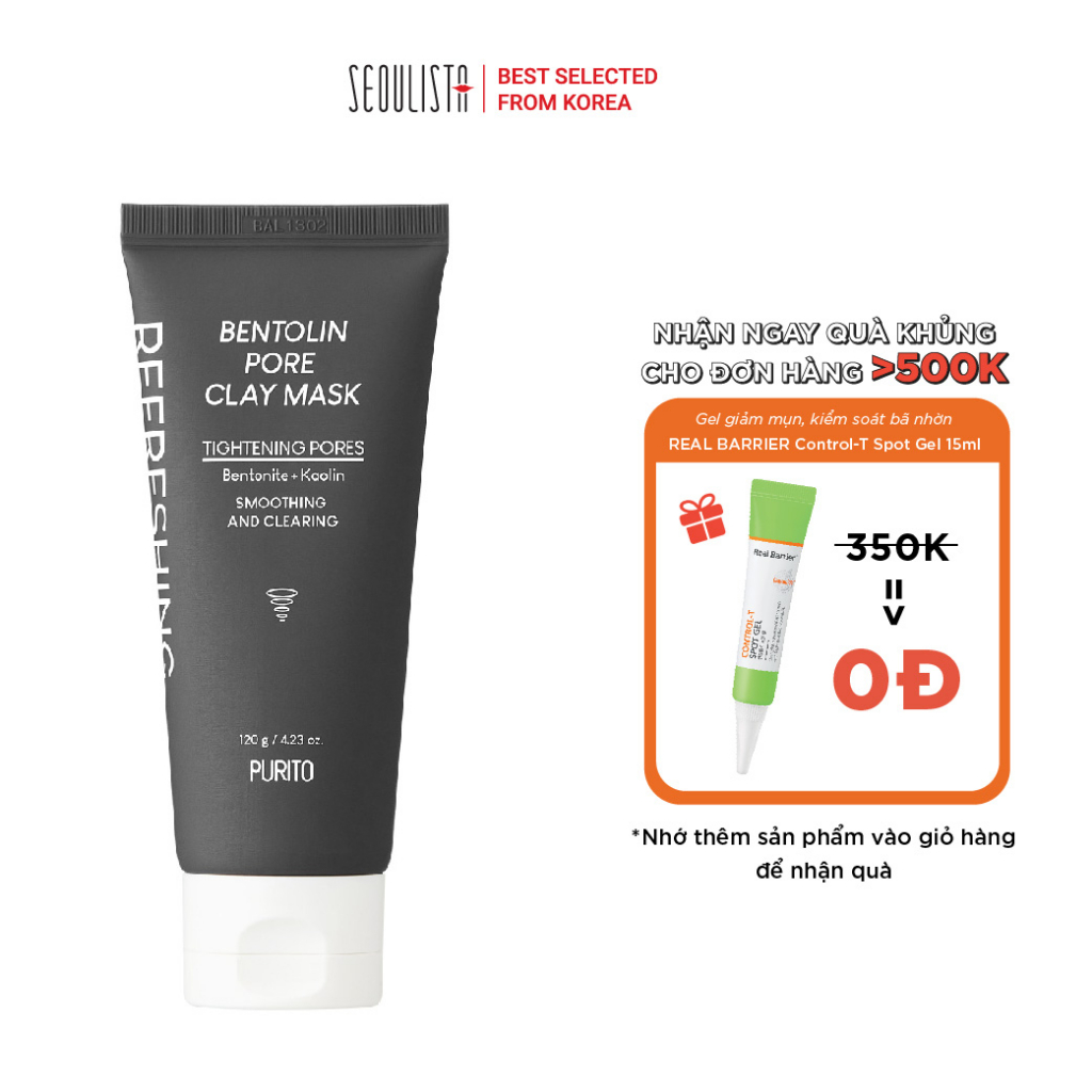 Mặt nạ đất sét làm sạch Purito Bentolin Pore Clay Mask 120g
