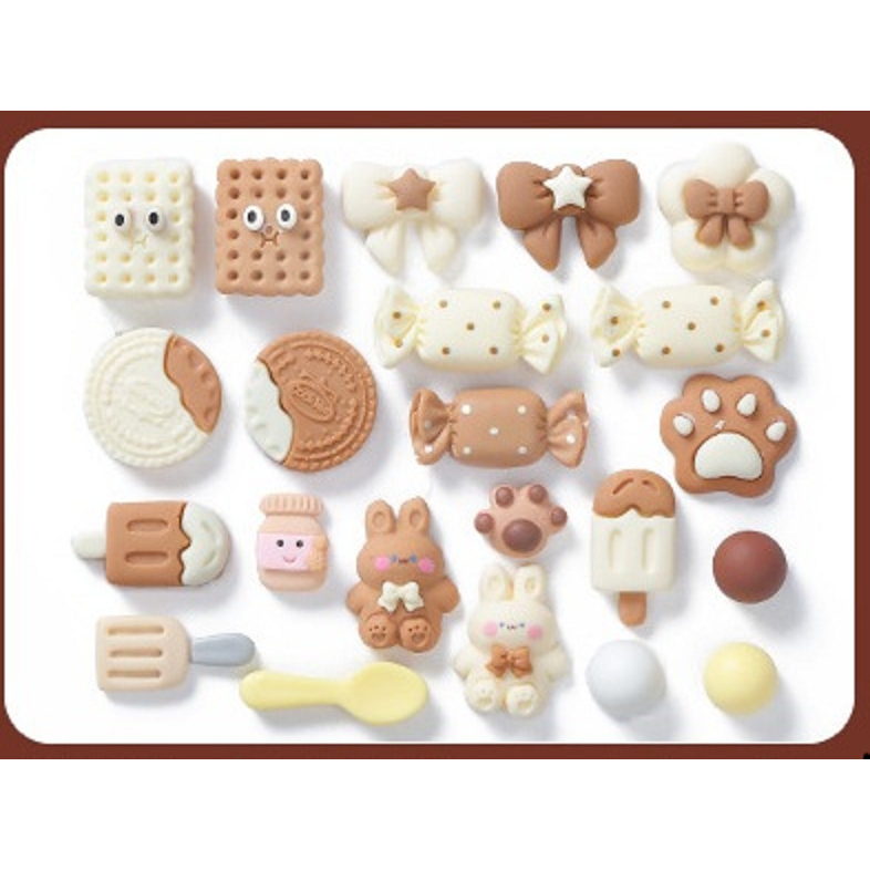 SALE Bộ sticker tự trang trí ốp điện thoại Màu cà phê thỏ gấu kem + keo dán