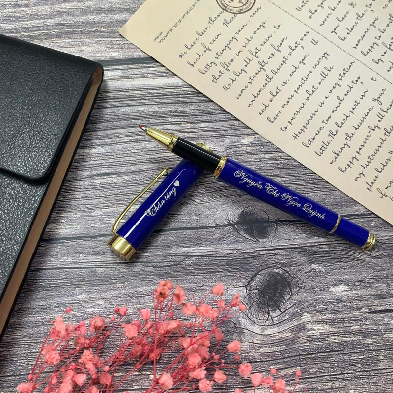 Bút Kim Loại Đậy Nắp Màu Xanh khắc tên, logo theo yêu cầu