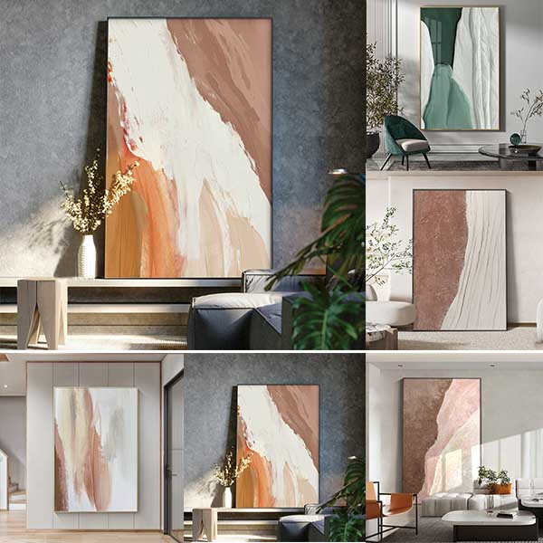 Tranh trừu tượng 60x90cm chất liệu canvas nhiều mẫu treo tường trang trí phòng khách ngôi nhà hiện đại đã gồm khung