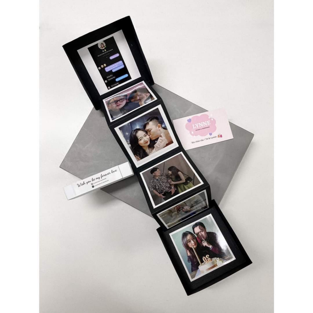 Hộp quà love box kèm ảnh in theo yêu cầu, hộp kéo ảnh handmade