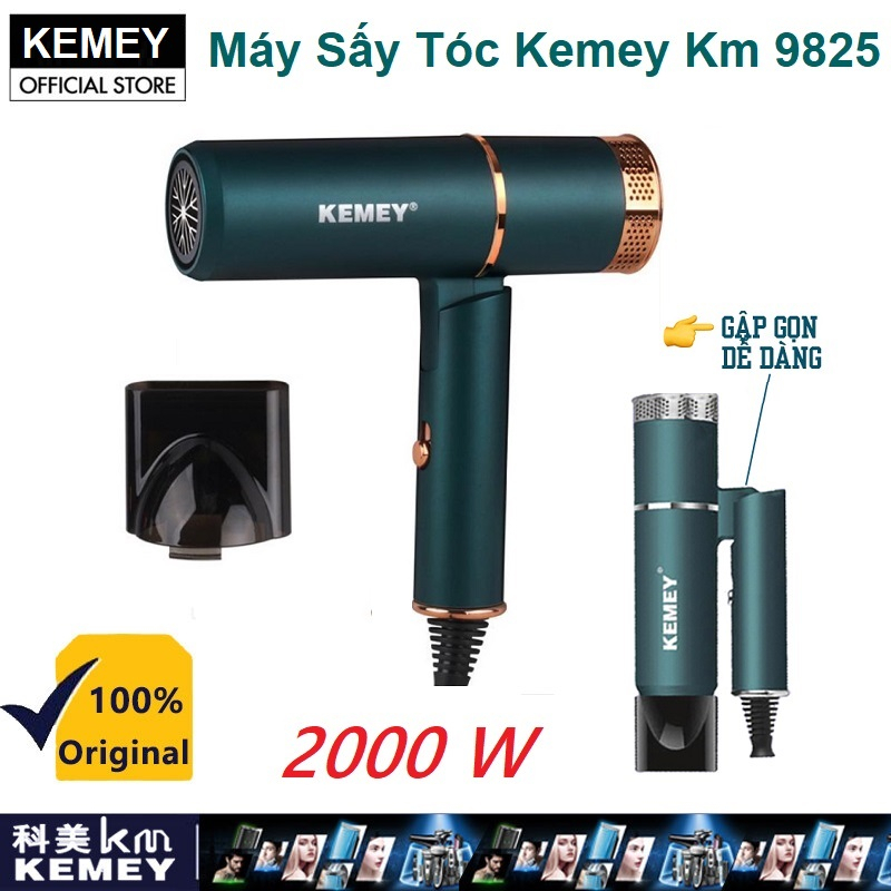 Máy Sấy Tóc KEMEI KM-9825, 2 Chiều Hình Dạng Chữ T, Công Suất 2000W, Chuyên Nghiệp Có Thể Gập Dễ Dàng - Mang Đi Du Lịch
