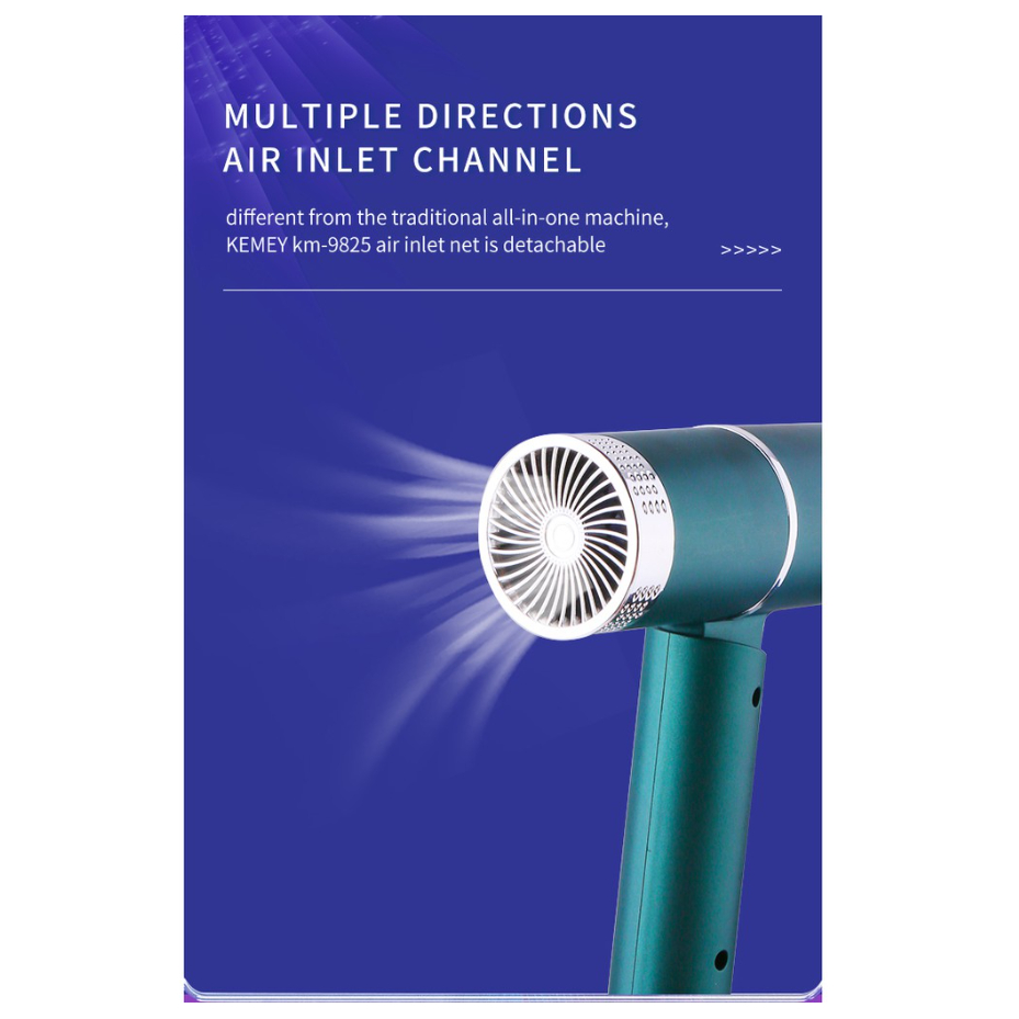 Máy Sấy Tóc KEMEI KM-9825, 2 Chiều Hình Dạng Chữ T, Công Suất 2000W, Chuyên Nghiệp Có Thể Gập Dễ Dàng - Mang Đi Du Lịch