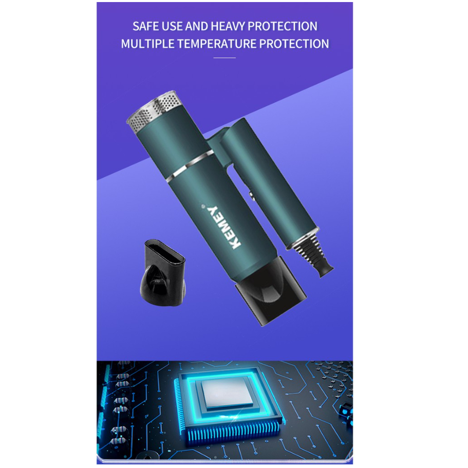 Máy Sấy Tóc KEMEI KM-9825, 2 Chiều Hình Dạng Chữ T, Công Suất 2000W, Chuyên Nghiệp Có Thể Gập Dễ Dàng - Mang Đi Du Lịch
