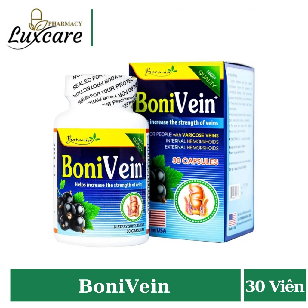 BoniVein 30 viên - Hỗ Trợ Suy Giãn Tĩnh Mạch Chân & Trĩ - Luxcare Pharmacy