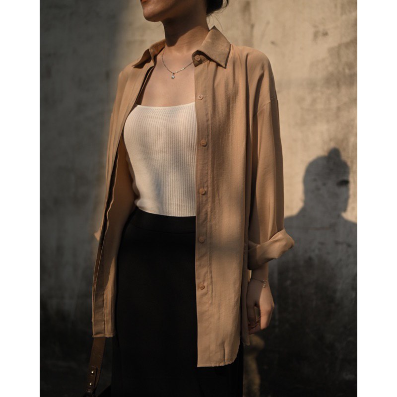 Sơ mi tay dài chất tơ nhăn freesize dáng basic - Freely Daily Shirt