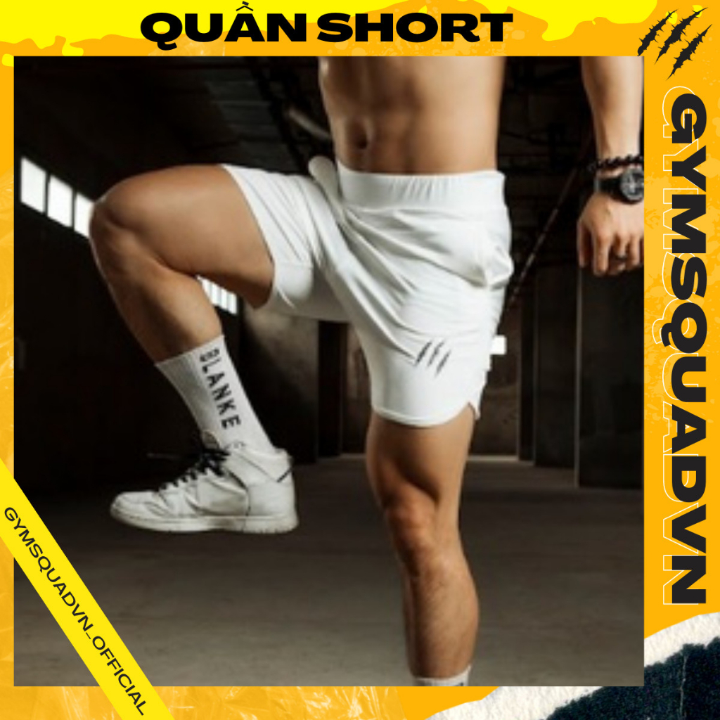 Quần short men lì Gymsquad quần short nam chất liệu polyester cao cấp thoáng mát quần đùi sport vận động thoải mái