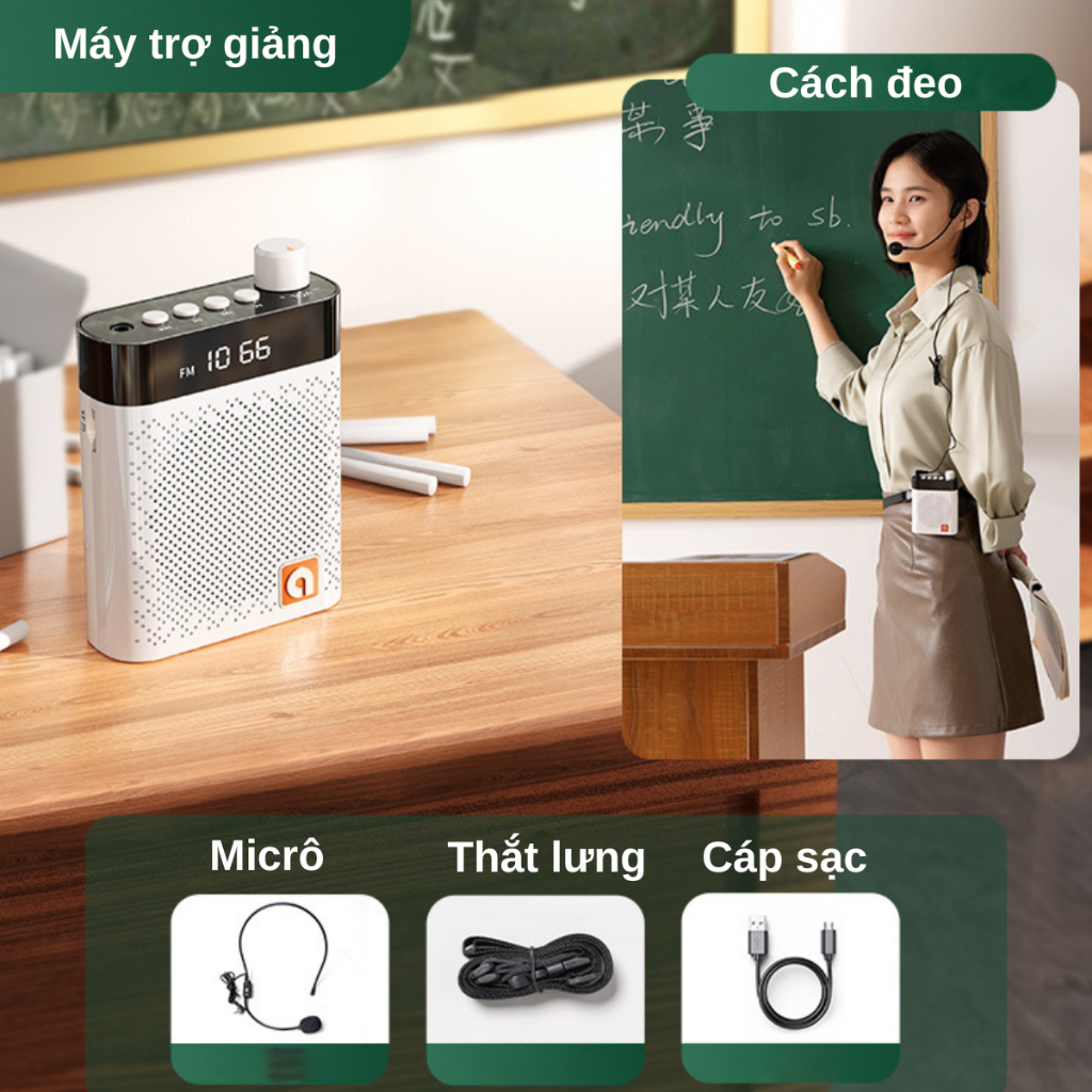 Máy Trợ Giảng Micro Loa Trợ Giảng Bluetooth 5.0 Cho Giáo Viên