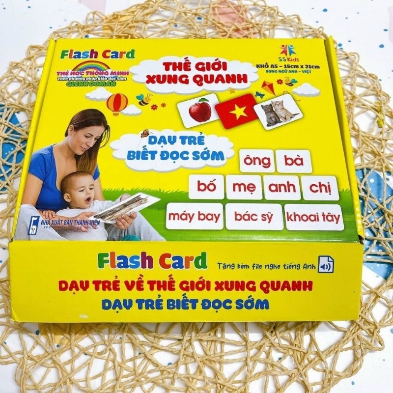 Thẻ học thông minh Glenn Doman loại to size A5 15x21cm dạy bé nhận biết TGXQ