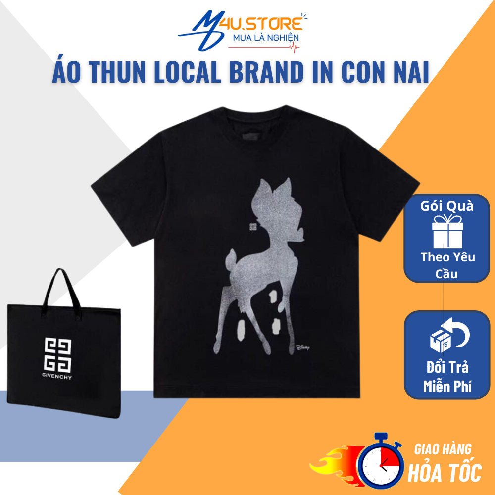 Áo Thun Nam Nữ Local Brand Thương Hiêu M4U Tay Lỡ From Rộng In Con Nai Chất Liệu Cotton Chất Liệu Vải Chất Lượng