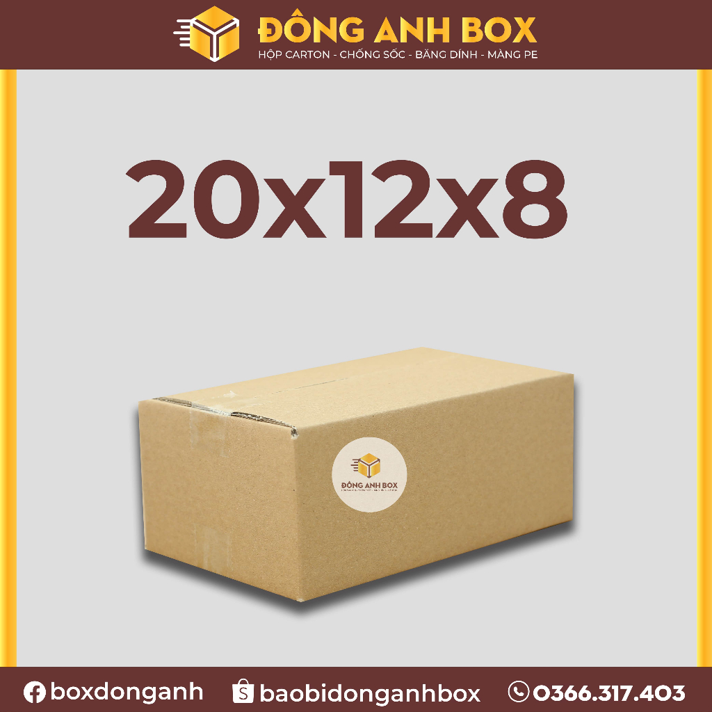 Hộp 20x12x8 hộp giấy đóng hàng, hộp shipcod ,hộp carton giá rẻ tại xưởng