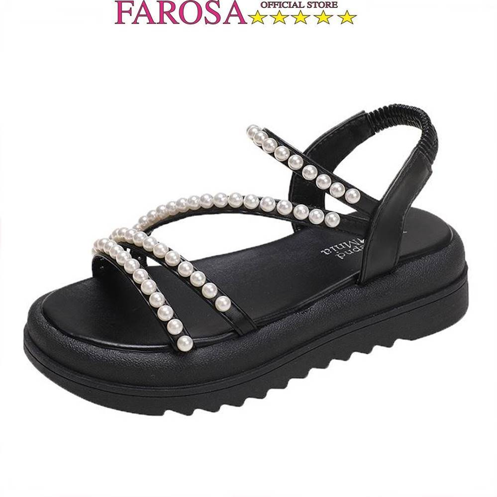 Dép sandal nữ quai hạt ngọc FAROSA - F305 đế bằng siêu nhẹ cực phong cách