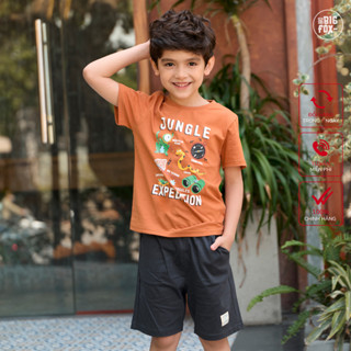 Bộ đồ bé trai mùa hè size đại, phom Hàn dáng cộc tay vải cotton in Jungle cỡ 3,6,9,10,11 tuổi tới 30kg