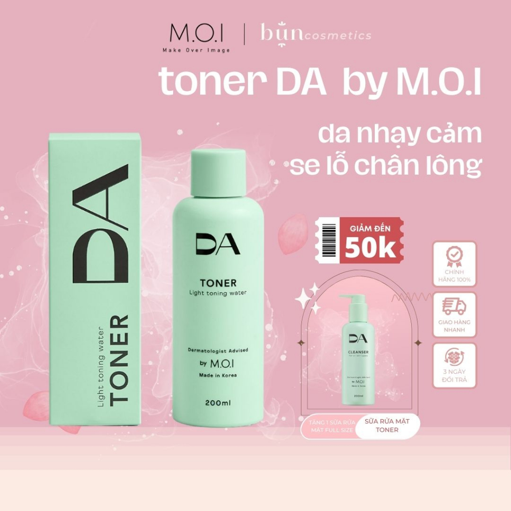 CHÍNH HÃNG - Toner D.A by M.O.I dưỡng da trắng sáng, mịn màng cấp ẩm tức thì - Bun cosmetic