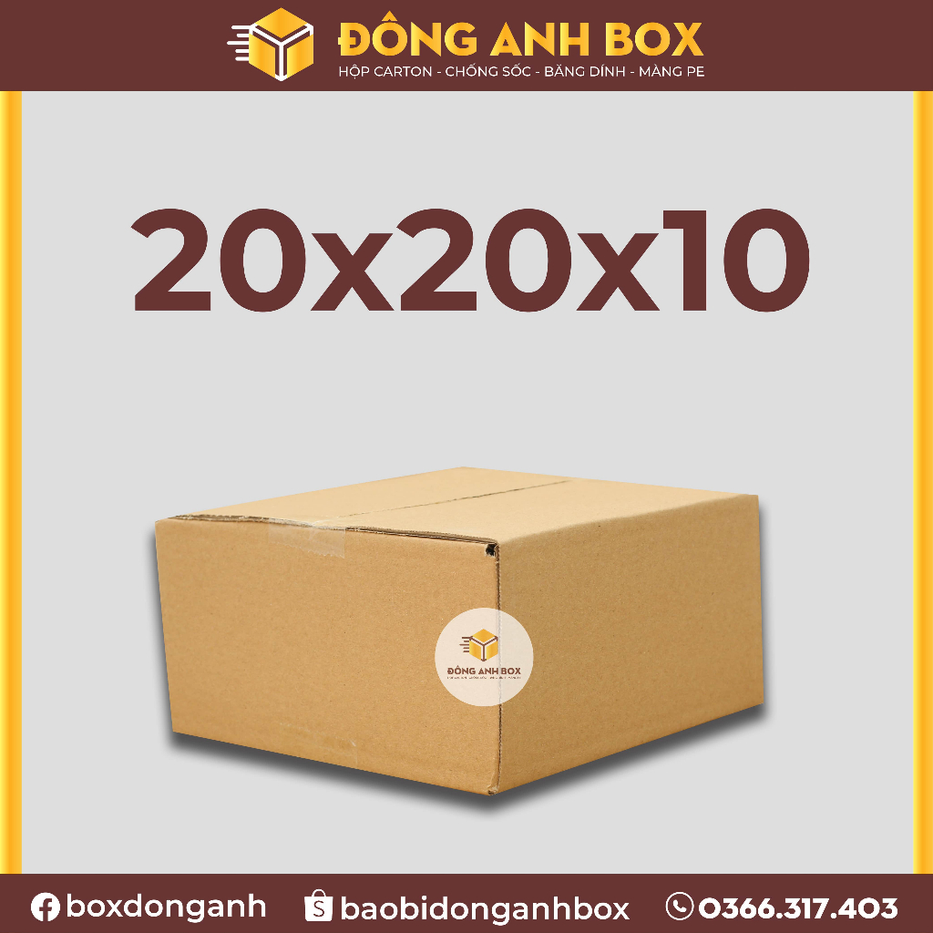 Hộp 20x20x10, hộp giấy đóng hàng, hộp shipcod ,hộp carton giá rẻ tại xưởng