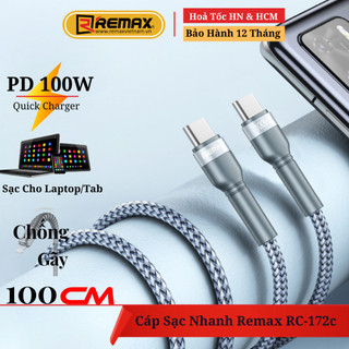 Cáp sạc type c to type c sạc siêu nhanh 100w - sạc đầy 80% pin trong 30' - remax rc-172c - bảo hành 12 tháng