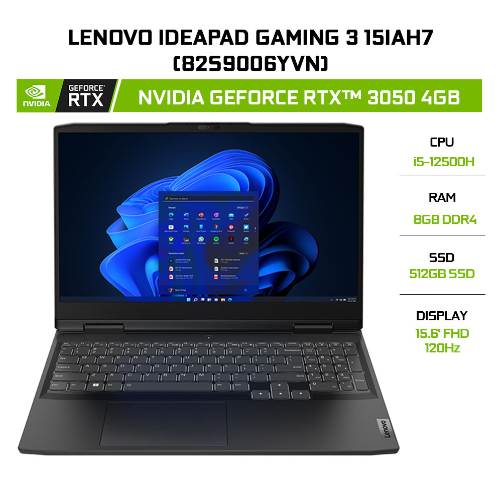 Laptop Lenovo IdeaPad Gaming 3 15IAH7 82S9006YVN i5-12500H |8GB |512GB |RTX™ 3050 4GB| 15.6'