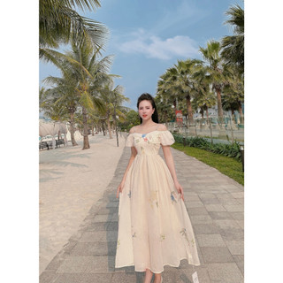 váy maxi hoa 2 dây đi biển,dự tiệc,du lịch Lolita DresssUp quảng châu cao cấp