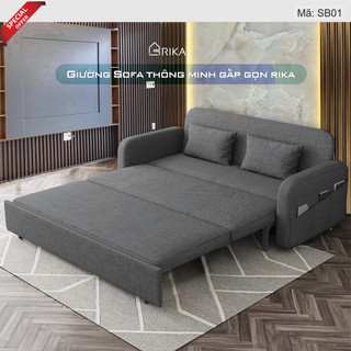 Giường sofa đa năng rika sb01 ghế sofa kết hợp giường sofa phòng khách khung thép carbon cao cấp - hàng nhập khẩu