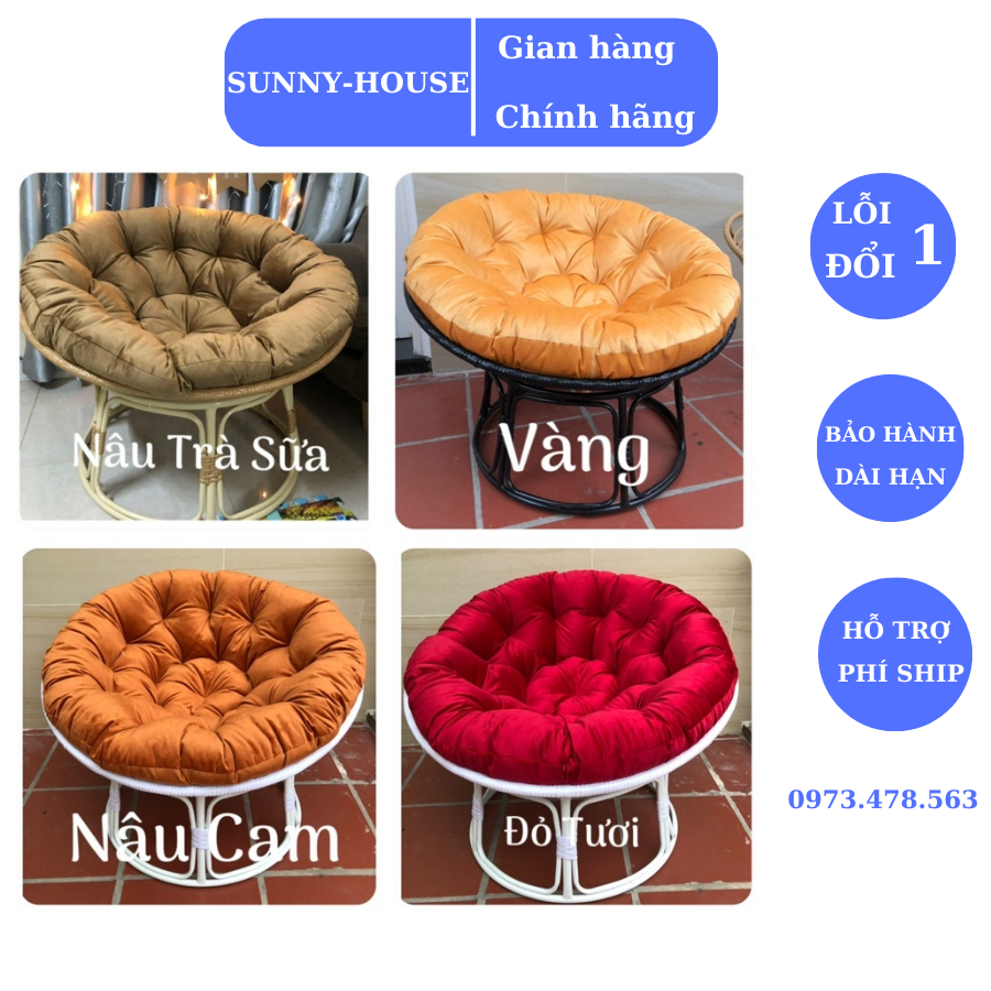 Ghế thư giãn Papasan rộng 110cm,Ghế nệm tròn nằm nghỉ ban công đọc sách xem phim khung thép chịu lực