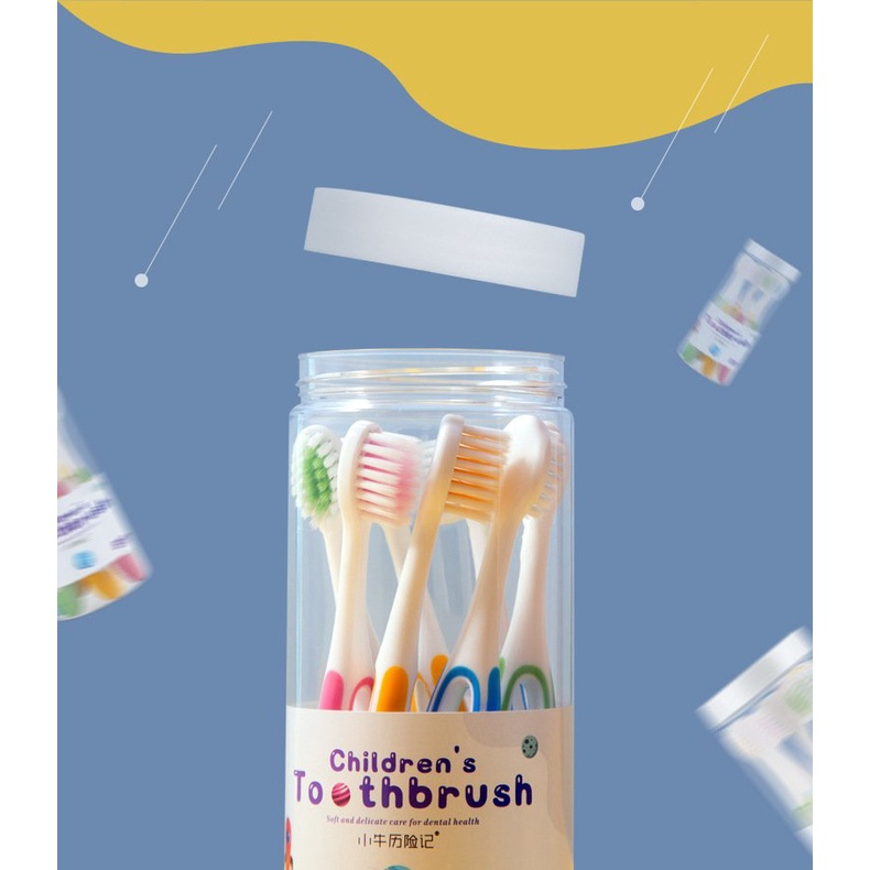 Set 8 Bàn Chải Trẻ Em Hộp Tròn Siêu Cute,