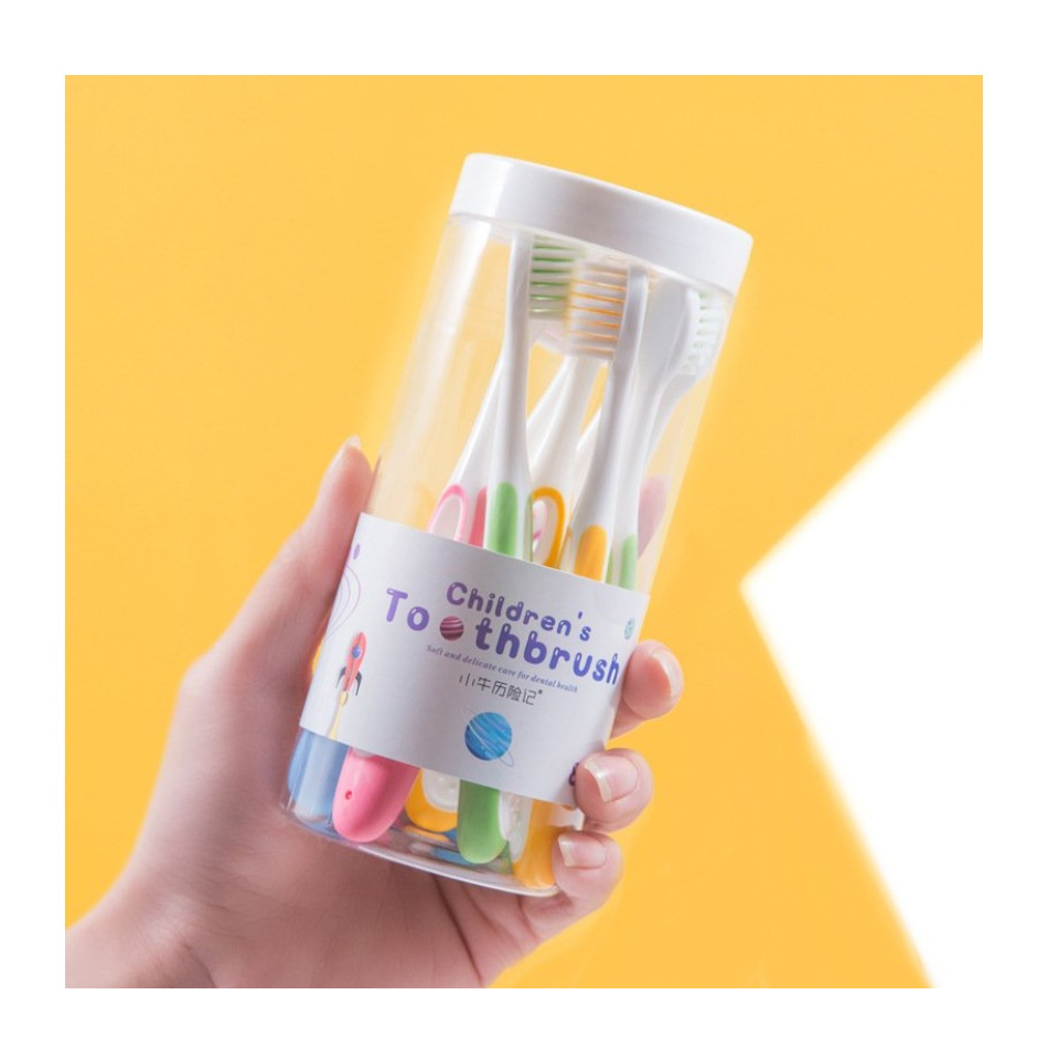 Set 8 Bàn Chải Trẻ Em Hộp Tròn Siêu Cute,