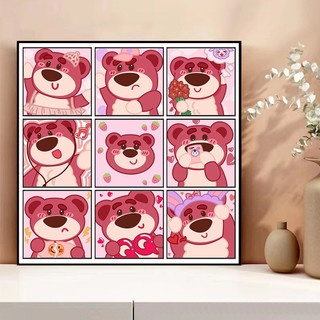 Tranh Sơn Dầu Theo Số Hóa 30x30 Tranh Tô Màu Gấu Losto Cute decor  Kèm Khung Và Cọ Màu
