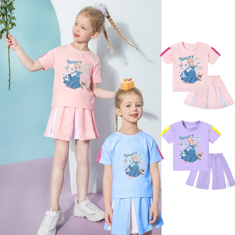 Váy Bé Gái Công Chúa Elsa AMIKIDS, Set Áo Váy Xòe Phong Cách Thể Thao Năng Động Cho Bé