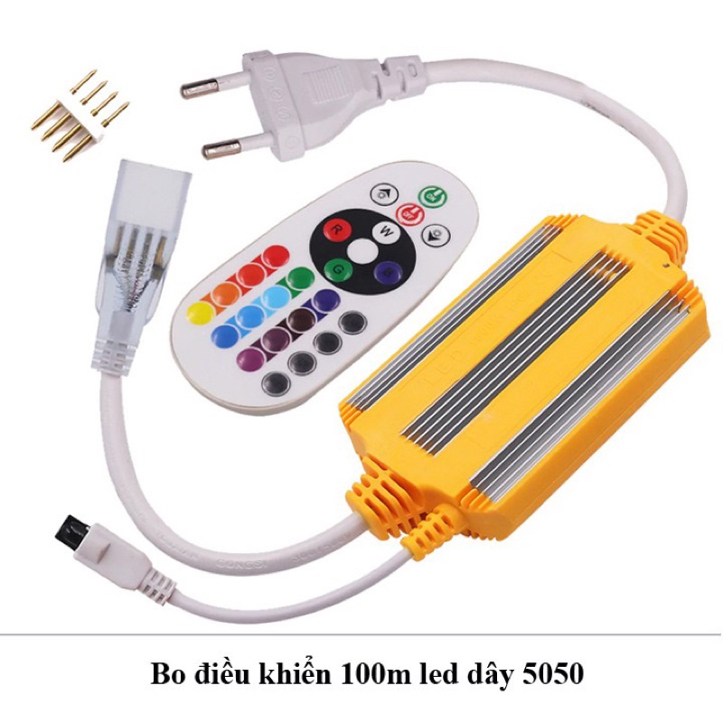 Nguồn led + remod khiển cuồn 5050 RGB 220V