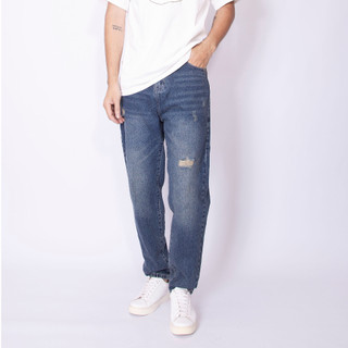 Quần Jean nam baggy LAB+ COTTONLAB quần bò baggy vải denim màu xanh chất vải cotton mềm mịn không co dãn