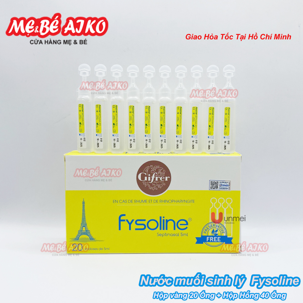 Fysoline Vàng - Nước muối sinh lý Kháng khuẩn Pháp - Hỗ trợ nghẹt mũi, viêm mũi, sổ mũi