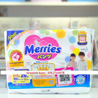 [Siêu Rẻ, Hàng Nhập Khẩu Chính Hãng] Tã/bỉm quần Merries size XXL - 26 miếng/32 Miếng (Cho bé 15 - 28kg)