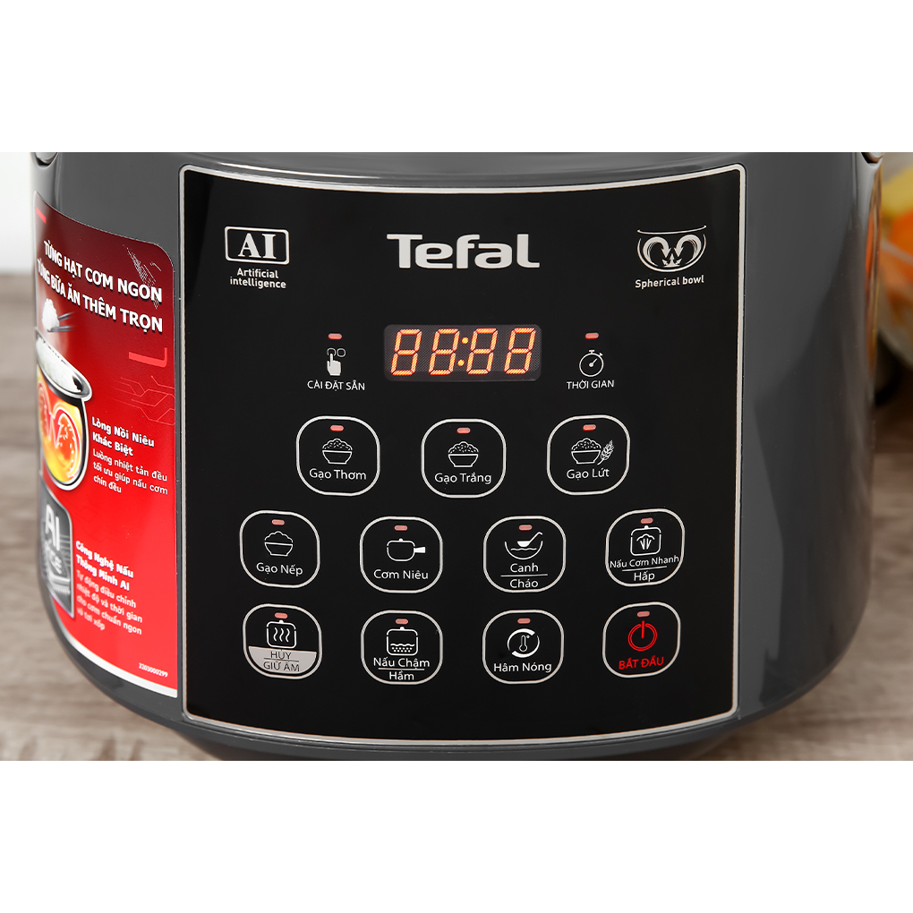 Nồi cơm điện tử Tefal RK736B68 - 1.8L - 750W - Lòng nồi dày 1.985mm - Hàng chính hãng - Bảo hảnh 24 tháng