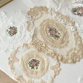 Tấm Lót Bàn Ăn Bằng Ren Thêu Hoa, Vải Ren Hoa Vintage Trải Bàn Trang Trí Tiệc