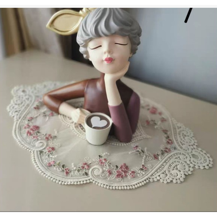 Tấm Lót Bàn Ăn Bằng Ren Thêu Hoa, Vải Ren Hoa Vintage Trải Bàn Trang Trí Tiệc