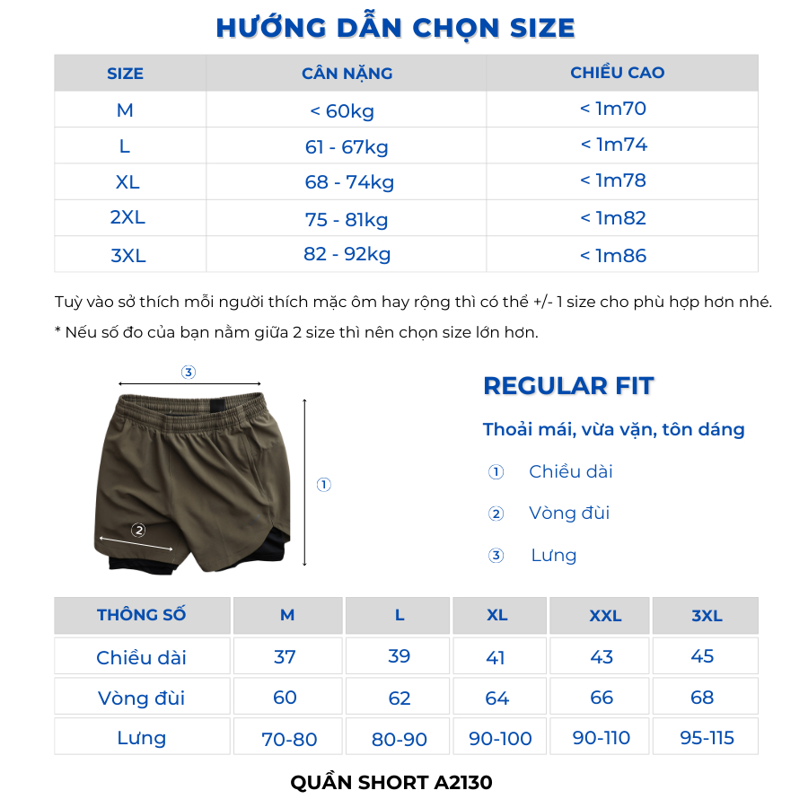 Quần Tập Gym,Chạy Bộ Nam 2 Lớp,Quần Thể Thao Vải Co Giãn thoáng Mát thương hiệu REETA - A2130