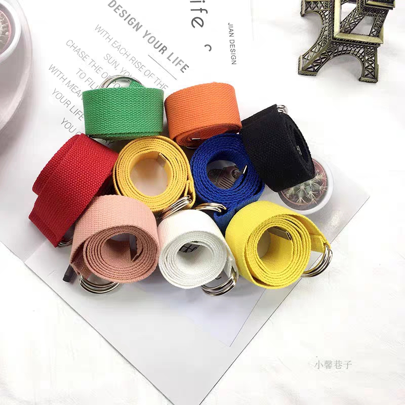 Thắt lưng canvas khóa 2 vòng phong cách hàn quốc⚡Thắt lưng vải trơn đơn giản⚡