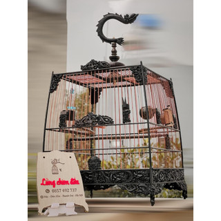 Lồng chim chào mào Thái đấu gỗ mun đuôi công đục rồng phụ kiện gỗ mun đủ - VIP