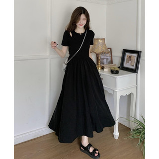 ĐẦM MIDI MÀU ĐEN 2 LỚP