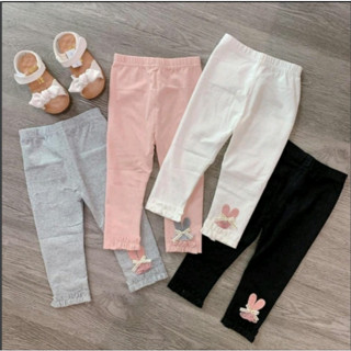 Quần legging bé gái BỐNG SHOP quần dài cotton len nơ thỏ size 1 _6 tuổi