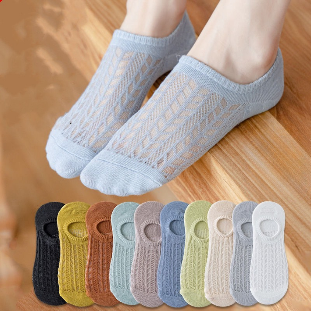 Tất Nữ Lười Cổ Ngắn, Tất Nữ Lười Siêu Xinh Nhiều Màu Mỏng Nhẹ Thấm Hút Mồ Hôi Có Silicon Chống Trơn - PencilStore