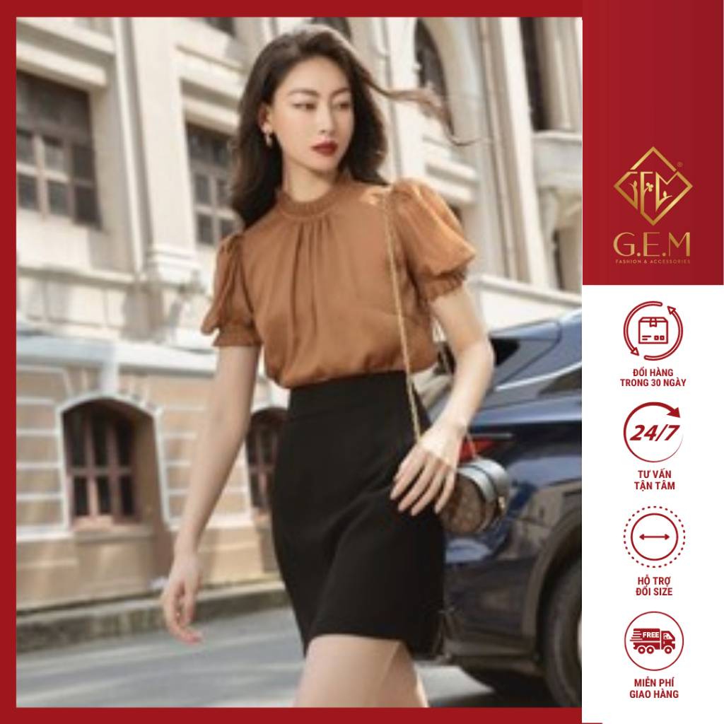 Áo kiểu cho nữ G97 đủ size chất mát kiểu dáng thời trang dễ phối với chân váy hoặc quần các loại - GEM Fashion