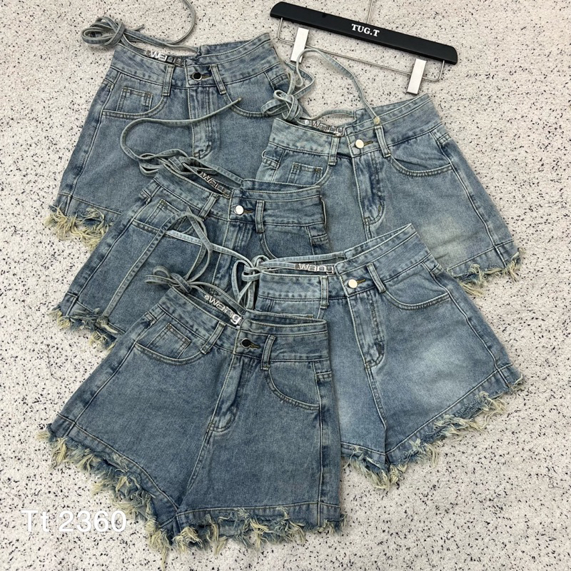 Quần Short cắt tua jeans kèm dây Wang hàng QC loại 1 ảnh thật - hàng có sẵn