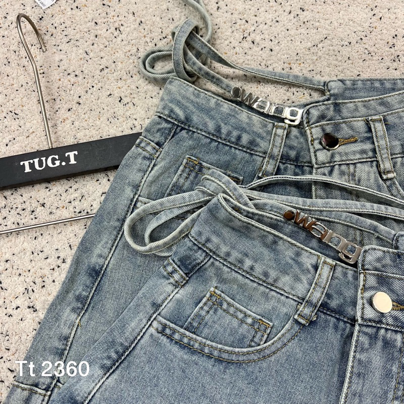 Quần Short cắt tua jeans kèm dây Wang hàng QC loại 1 ảnh thật - hàng có sẵn