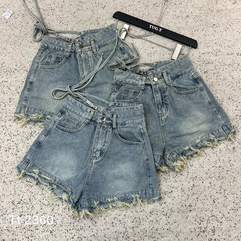 Quần Short cắt tua jeans kèm dây Wang hàng QC loại 1 ảnh thật - hàng có sẵn