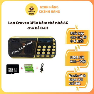 Loa tắm ngôn ngữ cho bé, loa nghe tiếng anh, thơ, truyện craven 853 3pin kèm thẻ nhớ 8g phù hợp trẻ 0-6 tuổi