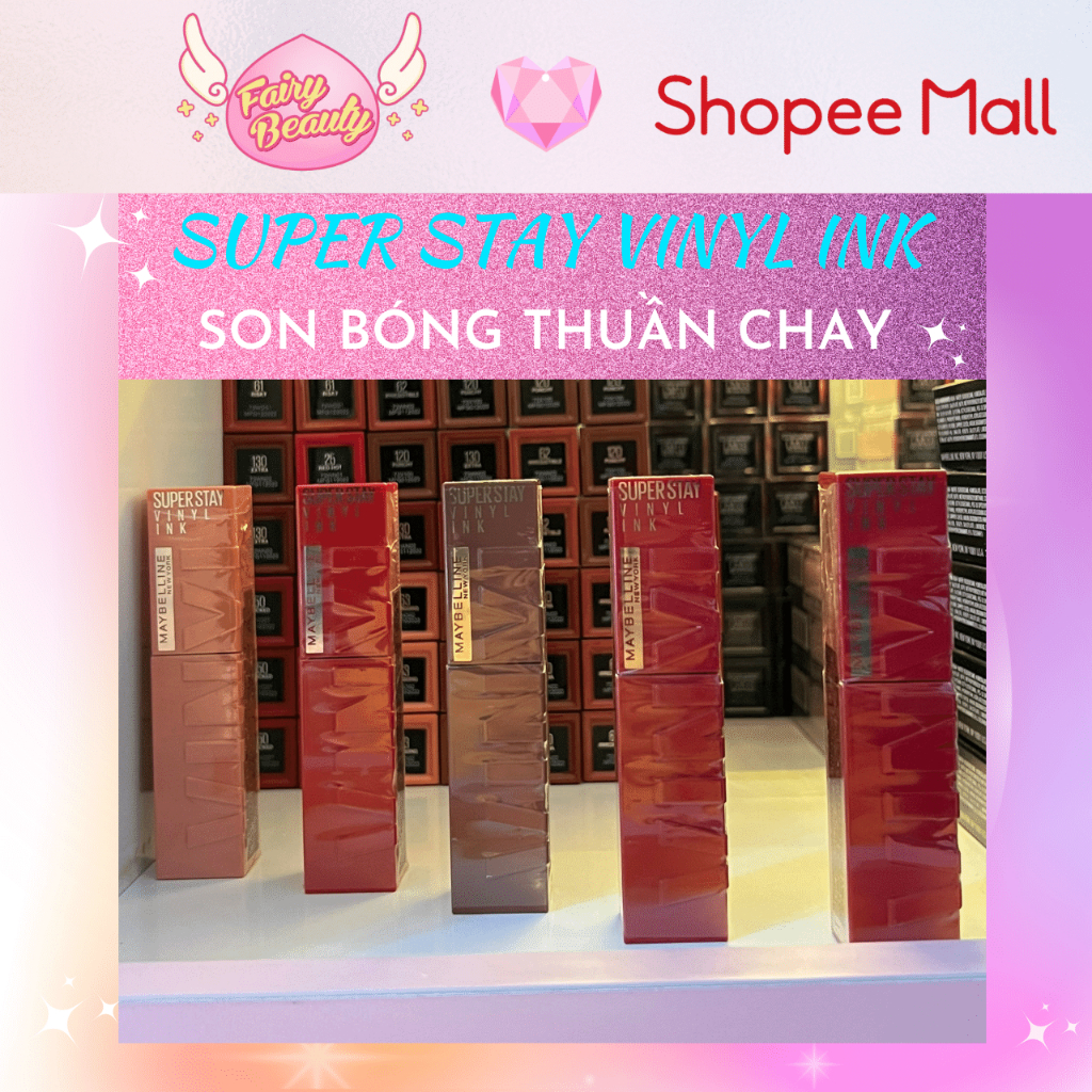 [MAYBELLINE NEW YORK] Son Bóng Thuần Chay Lì Nhẹ Môi, Mềm Mịn & Bền Màu Hoàn Hảo Superstay Vinyl Ink 4.2ml