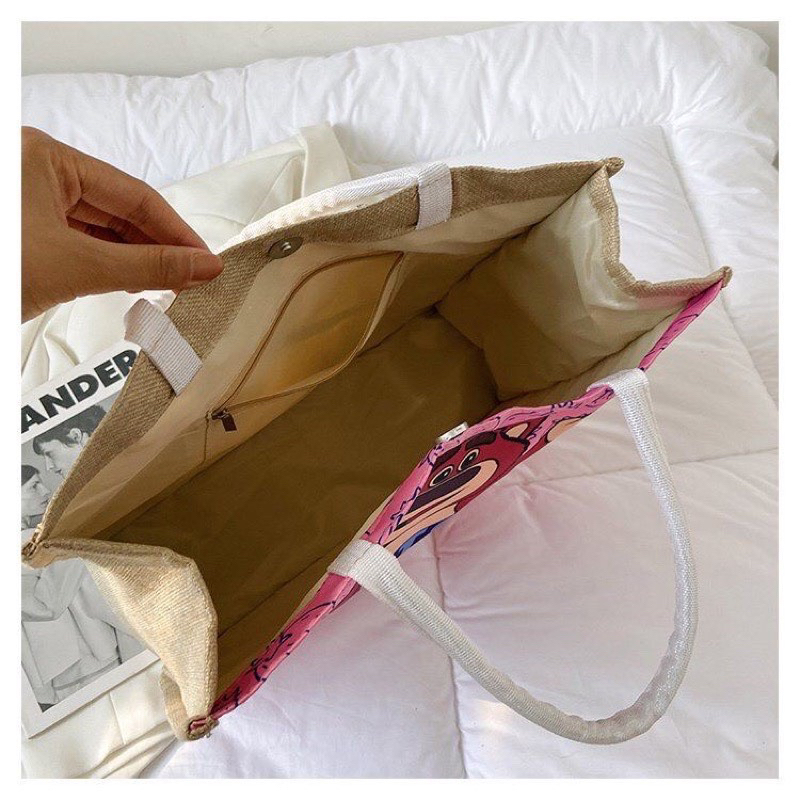 Túi Cói Hình Gấu Dâu Lotso Dễ Thương